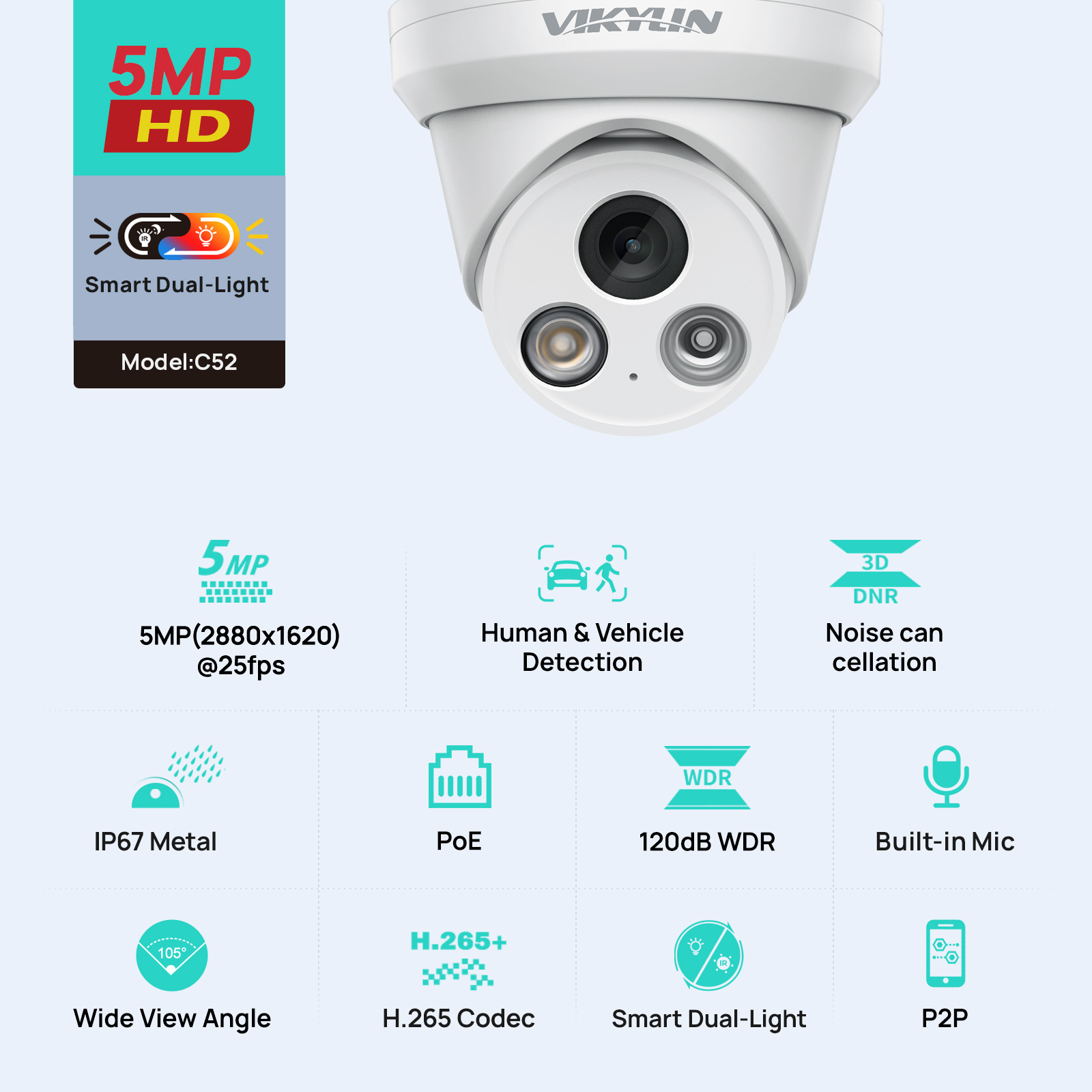 Home Security Service - Câmera IP Inteligente VIKYLIN 5MP com