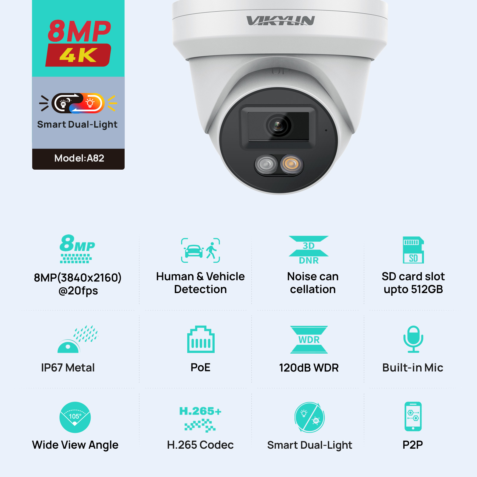 Home Security Service - Câmera de Segurança IP VIKYLIN 8MP