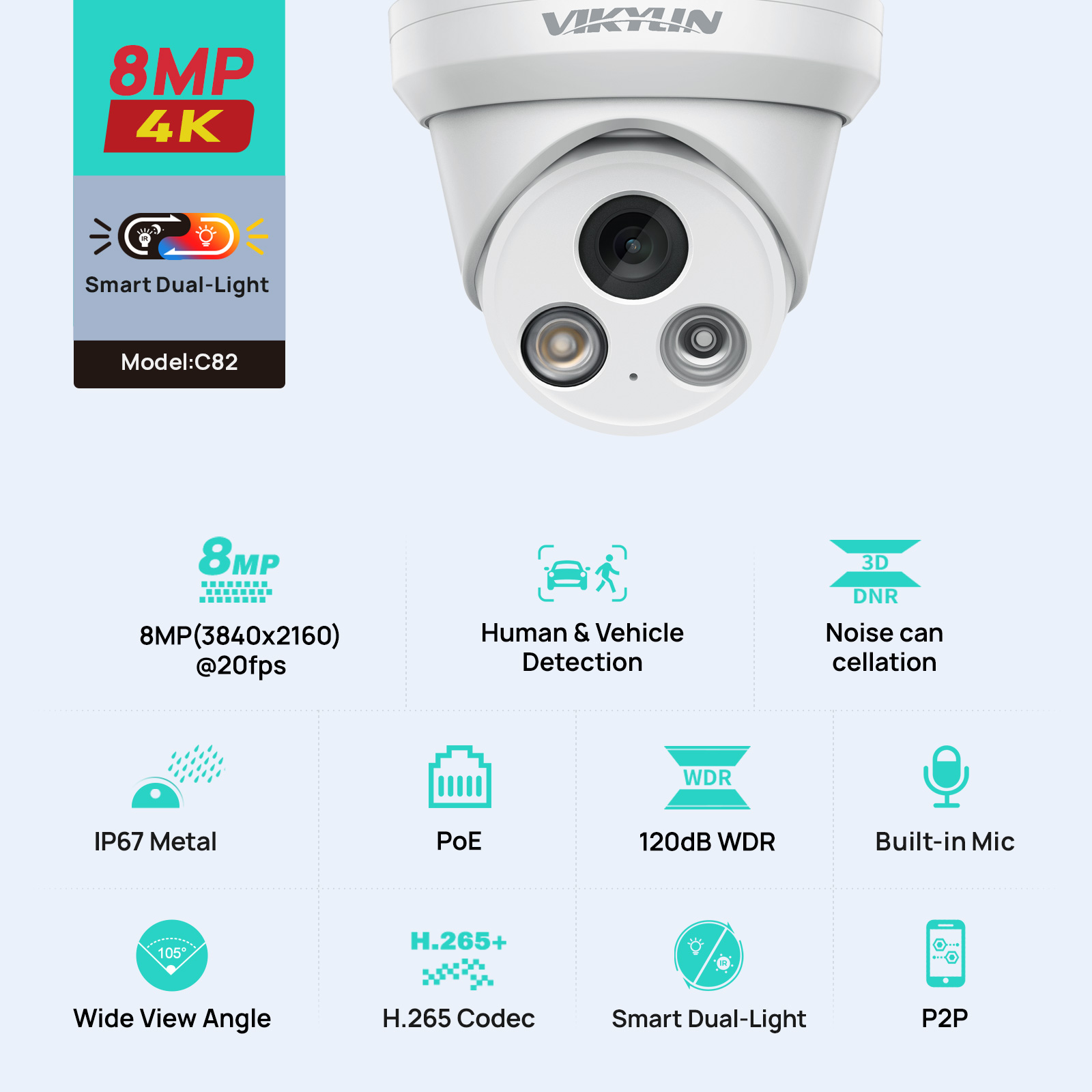 Home Security Service - Câmera IP VIKYLIN 8MP 4K com