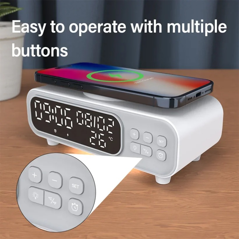 Home Security Wireless - 15w carregador sem fio tempo despertador