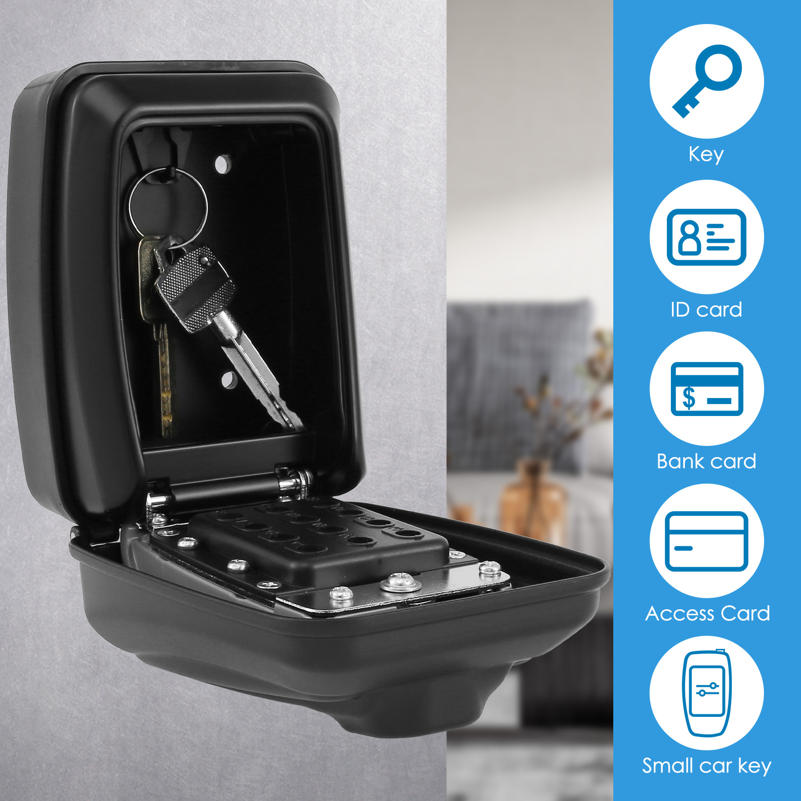 Wall-Mounted Key Lock Box, Sec - Home Security Packages avaliação e preço