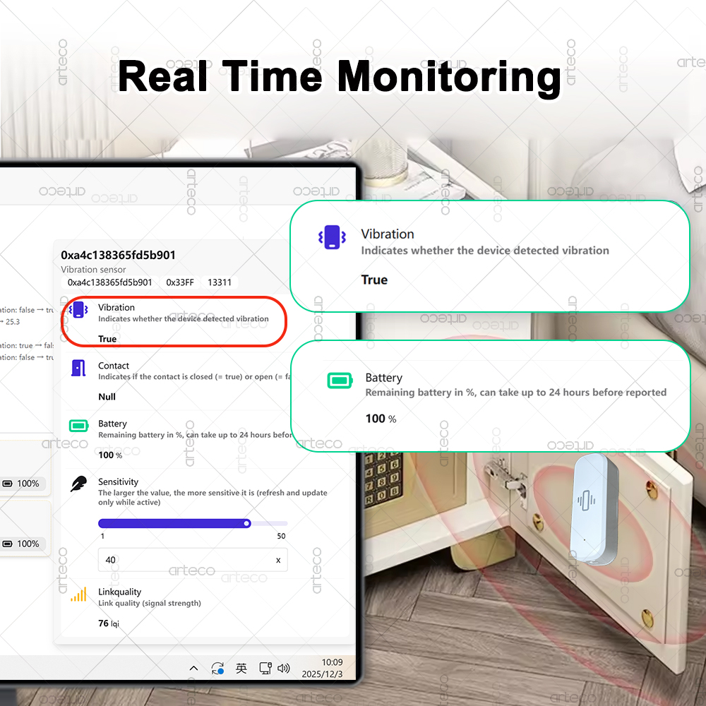 Sensor de vibração inteligente - Home Security And Monitoring avaliação e preço