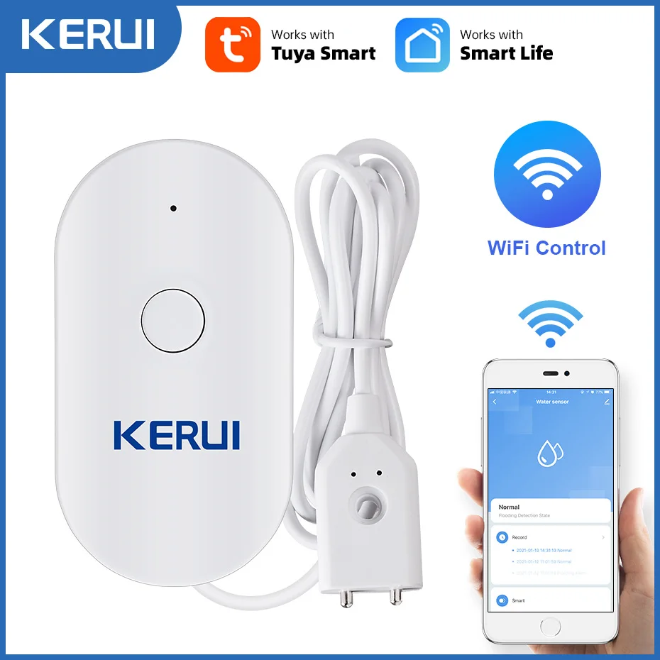Kerui wi fi sensor de água cas - Home Security And Monitoring avaliação e preço