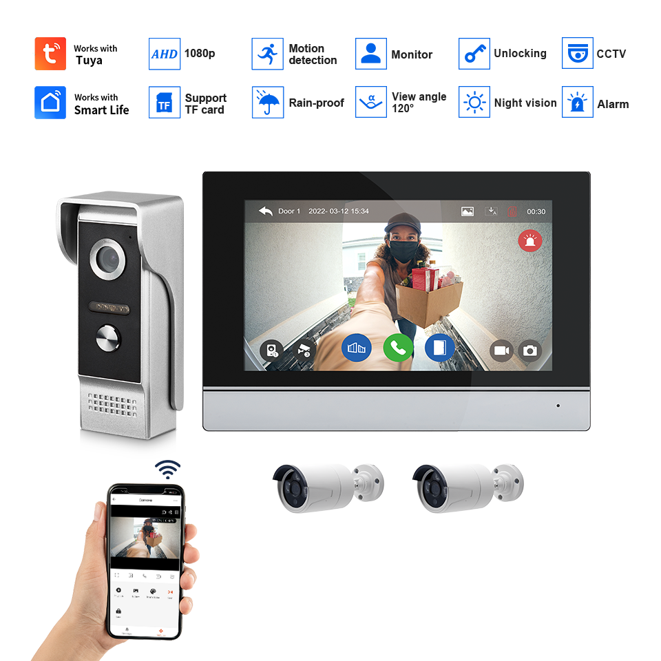 7 Polegada tela ips 2mp tuya c - Home Security Indoor Cameras avaliação e preço